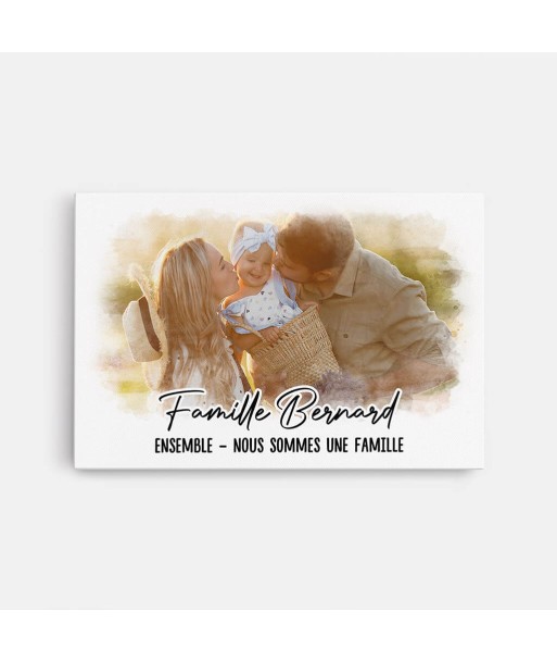 Ensemble Nous Formons Une Famille Version Couleurs d'Aquarelle avec Photo - Cadeau Personnalisé | Toile Pour Famille vous aussi creer 