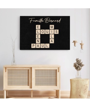 La Famille Avec Mots Croisés Du Fond Noir - Cadeau Personnalisé | Toile Pour Famille livraison et retour toujours gratuits