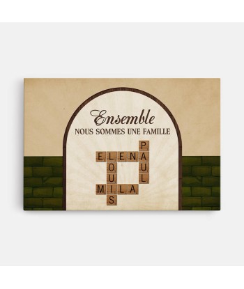 Ensemble Nous Formons Une Famille Version Couleurs d'Aquarelle avec Photo - Cadeau Personnalisé | Toile Pour Famille livraison gratuite