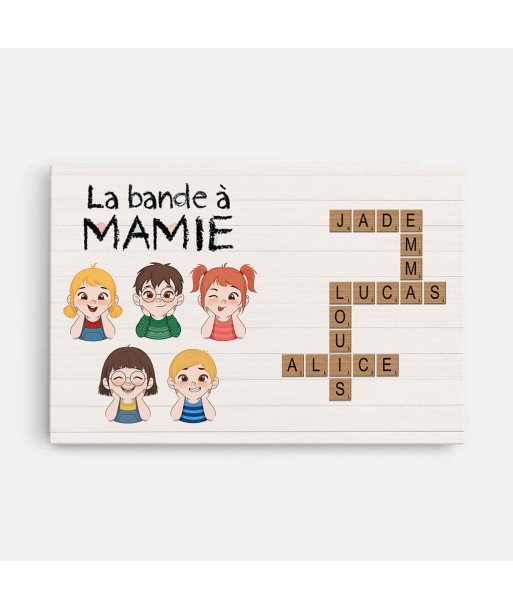 La Bande À Mamie Avec Mots Croisés Et Ses Petits-Enfants - Cadeau Personnalisé | Toile Pour Famille en ligne