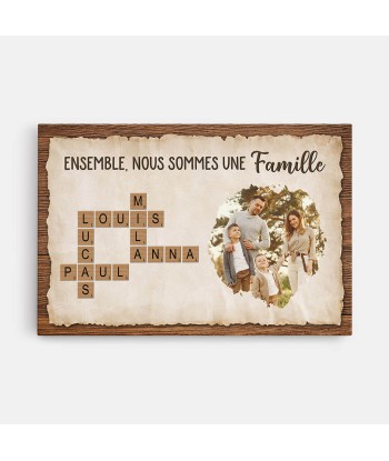 Ensemble Nous Formons Une Famille Avec Photo Et Mots Croisés - Cadeau Personnalisé | Toile Pour Famille acheter en ligne