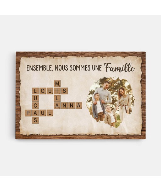 Ensemble Nous Formons Une Famille Avec Photo Et Mots Croisés - Cadeau Personnalisé | Toile Pour Famille acheter en ligne