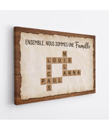 Ensemble Nous Formons Une Famille Avec Photo Et Mots Croisés - Cadeau Personnalisé | Toile Pour Famille acheter en ligne