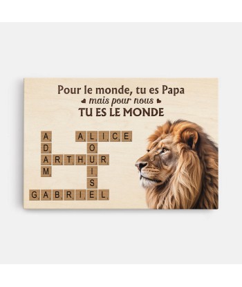 Tu Es Le Monde Version Mots Croisés Et Papa Lion - Cadeau Personnalisé | Toile Pour Papa en ligne des produits 