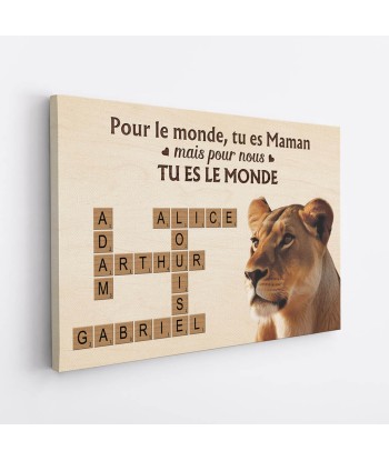 Tu Es Le Monde Version Mots Croisés Et Papa Lion - Cadeau Personnalisé | Toile Pour Papa en ligne des produits 