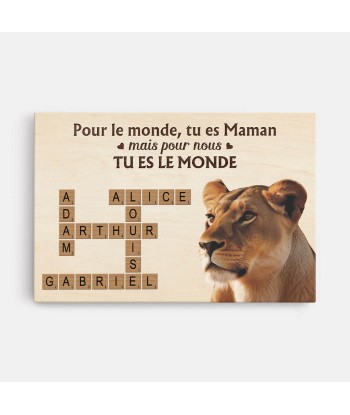 Tu Es Le Monde Version Mots Croisés Et Maman Lion - Cadeau Personnalisé | Toile Pour Maman 50-70% off 