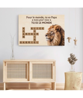 Tu Es Le Monde Version Mots Croisés Et Papa Lion - Cadeau Personnalisé | Toile Pour Papa en ligne des produits 