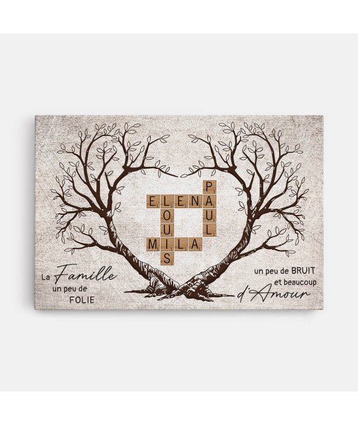 Arbre De Famille Et Les Mots Croisés - Cadeau Personnalisé | Toile Pour Famille plus qu'un jeu 