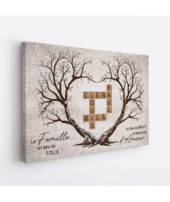 Arbre De Famille Et Les Mots Croisés - Cadeau Personnalisé | Toile Pour Famille plus qu'un jeu 