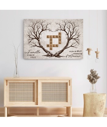 Arbre De Famille Et Les Mots Croisés - Cadeau Personnalisé | Toile Pour Famille plus qu'un jeu 