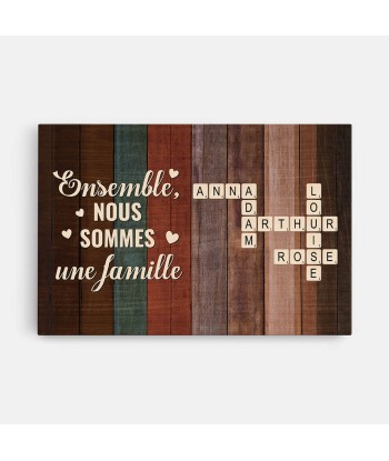 Ensemble Nous Formons Une Famille Version Bois Avec Mots Croisés - Cadeau Personnalisé | Toile Pour Famille la chaussure