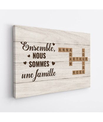 Ensemble Nous Formons Une Famille Version Bois Avec Mots Croisés - Cadeau Personnalisé | Toile Pour Famille la chaussure