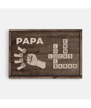 Papa Version Bosse De Poing Et Mots Croisés - Cadeau Personnalisé | Toile Pour Papa une grave pollution 