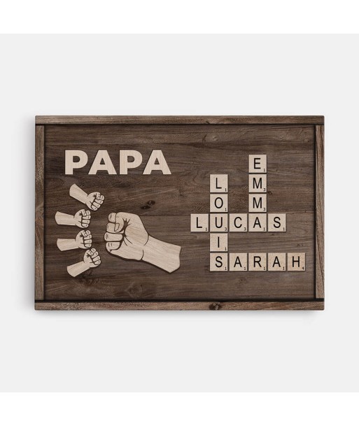 Papa Version Bosse De Poing Et Mots Croisés - Cadeau Personnalisé | Toile Pour Papa une grave pollution 