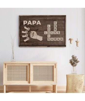 Papa Version Bosse De Poing Et Mots Croisés - Cadeau Personnalisé | Toile Pour Papa une grave pollution 