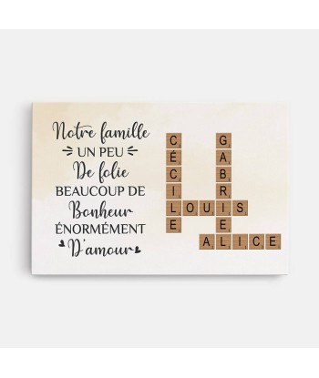 Famille Beaucoup d'Amour Sur Fond De Ciel Avec Mots Croisés - Cadeau Personnalisé | Toile Pour Famille votre