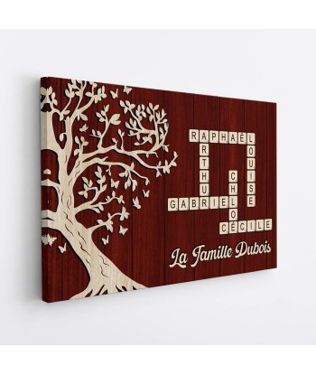 La Famille Avec L'Arbre Et Mots Croisés - Cadeau Personnalisé | Toile Pour Famille Dans la société mordern