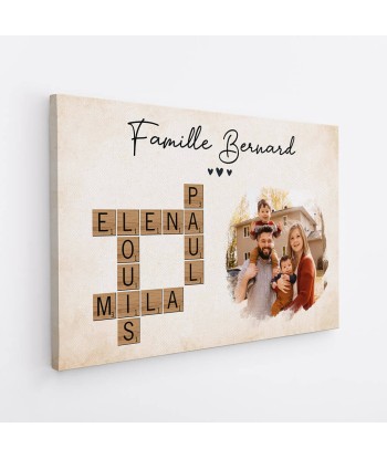 Les Prénoms De La Famille En Mots Croisés Avec Photo Personnalisable - Cadeau Personnalisé | Toile Pour Famille acheter