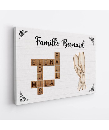 La Famille Version Les Mains Tenant Avec Mots Croisés - Cadeau Personnalisé | Toile Pour Famille store