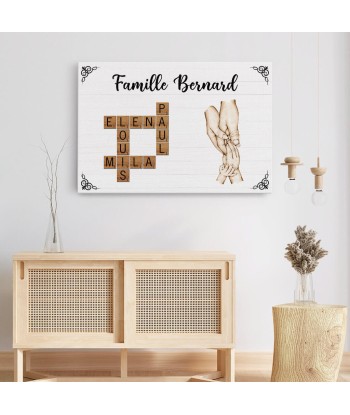 La Famille Version Les Mains Tenant Avec Mots Croisés - Cadeau Personnalisé | Toile Pour Famille store