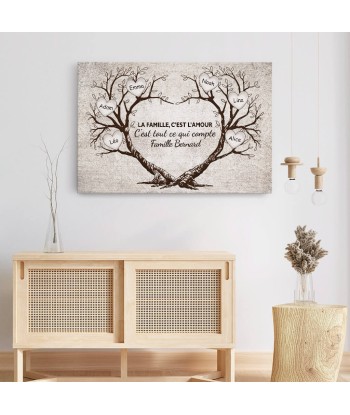 La Famille Beaucoup D'Amour Version L'Arbre En Forme De Cœur - Cadeau Personnalisé | Toile Pour Famille sur le site 