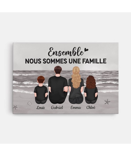 Ensemble Nous Formons Une Famille Version Mer Monochrome - Cadeau Personnalisé | Toile Pour Famille 2024