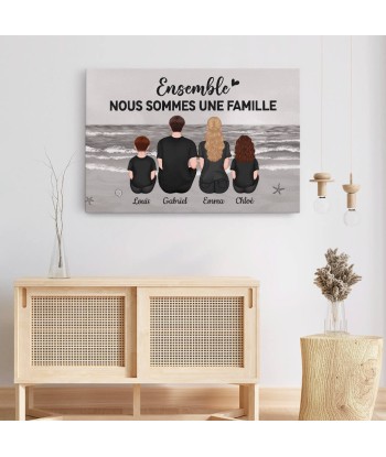 Ensemble Nous Formons Une Famille Version Mer Monochrome - Cadeau Personnalisé | Toile Pour Famille 2024