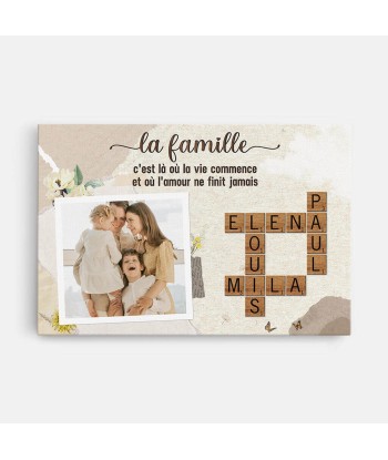 La Famille C'est L'Amour Avec Photo Et Mots Croisés - Cadeau Personnalisé | Toile Pour Famille des créatures d'habitude