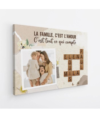 La Famille C'est L'Amour Avec Photo Et Mots Croisés - Cadeau Personnalisé | Toile Pour Famille des créatures d'habitude