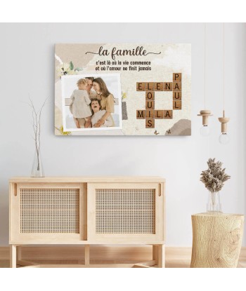 La Famille C'est L'Amour Avec Photo Et Mots Croisés - Cadeau Personnalisé | Toile Pour Famille des créatures d'habitude