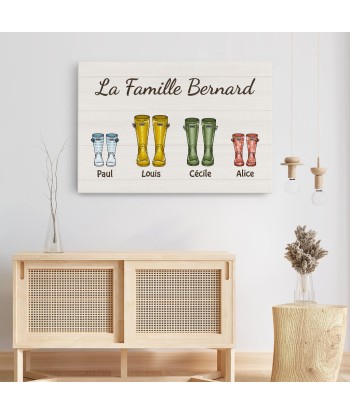 La Famille Version Bottes Colorées - Cadeau Personnalisé | Toile Pour Famille Venez découvrir notre 