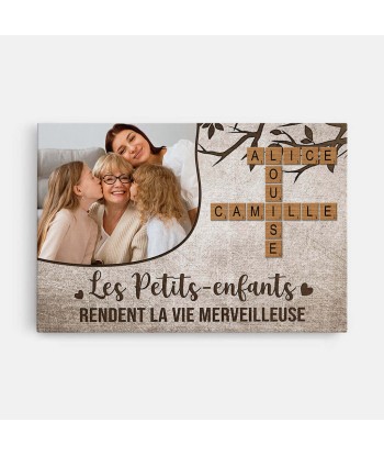 Les Petits-Enfants Rendent La Vie Merveilleuse Avec Photo Et Mots Croisés - Cadeau Personnalisé | Toile Pour Famille online