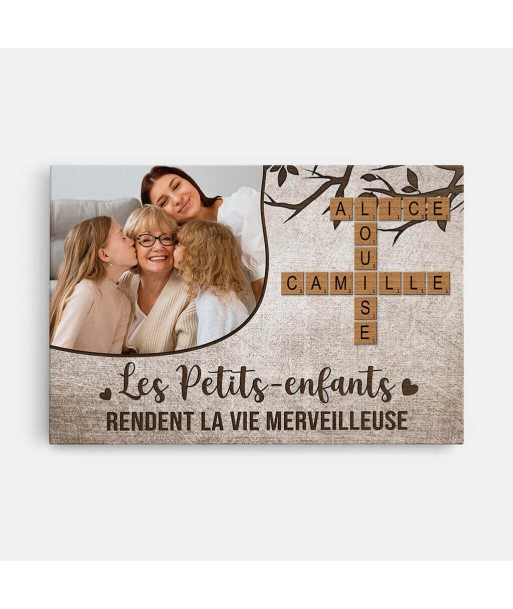 Les Petits-Enfants Rendent La Vie Merveilleuse Avec Photo Et Mots Croisés - Cadeau Personnalisé | Toile Pour Famille online