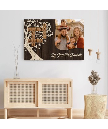 La Famille Version L'Arbre Avec Photo Et Mots Croisés - Cadeau Personnalisé | Toile Pour Famille JUSQU'A -70%! 