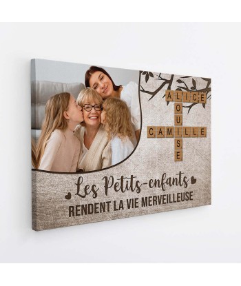 Les Petits-Enfants Rendent La Vie Merveilleuse Avec Photo Et Mots Croisés - Cadeau Personnalisé | Toile Pour Famille online