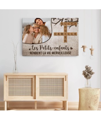 Les Petits-Enfants Rendent La Vie Merveilleuse Avec Photo Et Mots Croisés - Cadeau Personnalisé | Toile Pour Famille online