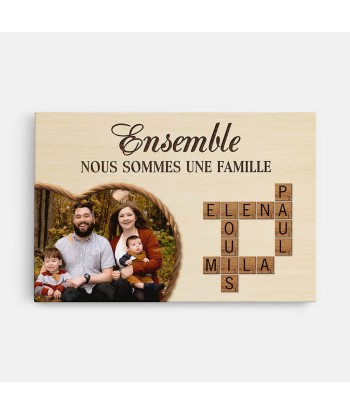 Ensemble Nous Formons Une Famille Avec Mots Croisés Et Photo - Cadeau Personnalisé | Toile Pour Famille les ctes