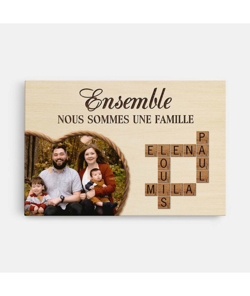 Ensemble Nous Formons Une Famille Avec Mots Croisés Et Photo - Cadeau Personnalisé | Toile Pour Famille les ctes