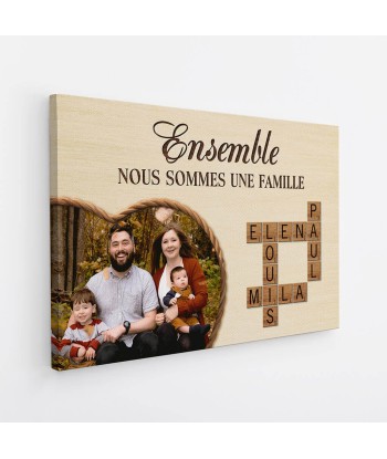 Ensemble Nous Formons Une Famille Avec Mots Croisés Et Photo - Cadeau Personnalisé | Toile Pour Famille les ctes