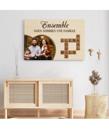 Ensemble Nous Formons Une Famille Avec Mots Croisés Et Photo - Cadeau Personnalisé | Toile Pour Famille les ctes