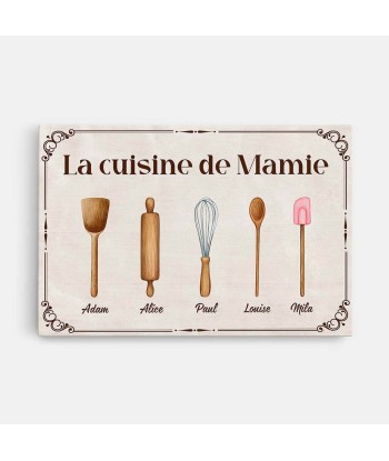 La Cuisine De Mamie Avec Les Ustensiles - Cadeau Personnalisé | Toile Pour Mamie les ligaments