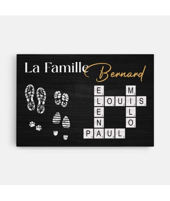 La Famille Avec Empreintes Et Mots Croisés - Cadeau Personnalisé | Toile Pour Famille JUSQU'A -70%! 