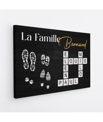 La Famille Avec Empreintes Et Mots Croisés - Cadeau Personnalisé | Toile Pour Famille JUSQU'A -70%! 