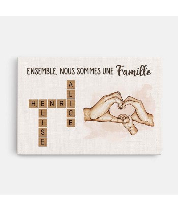 Ensemble Nous Formons Une Famille Version Cœur Avec Les Mains Et Mots Croisés - Cadeau Personnalisé | Toile Pour Famille pour bénéficier 