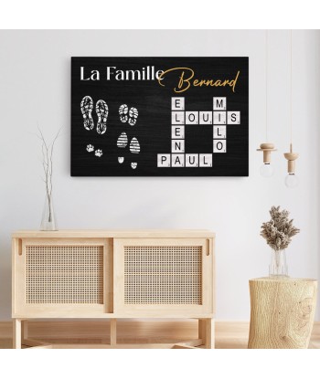 La Famille Avec Empreintes Et Mots Croisés - Cadeau Personnalisé | Toile Pour Famille JUSQU'A -70%! 