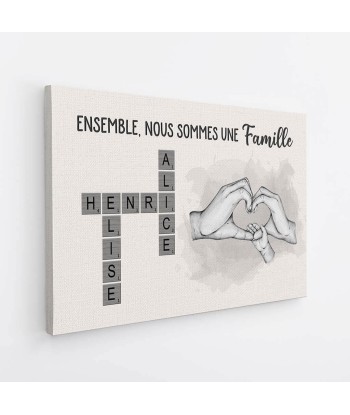 Ensemble Nous Formons Une Famille Version Cœur Avec Les Mains Et Mots Croisés - Cadeau Personnalisé | Toile Pour Famille pour bénéficier 