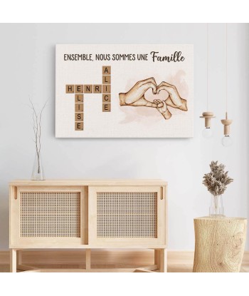 Ensemble Nous Formons Une Famille Version Cœur Avec Les Mains Et Mots Croisés - Cadeau Personnalisé | Toile Pour Famille pour bénéficier 