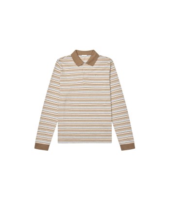 Serena Polo Shirt — Brown Shadow Stripe en linge