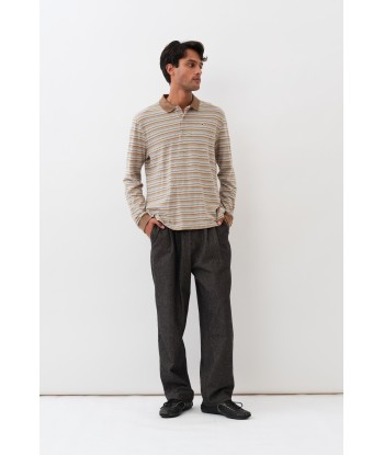 Serena Polo Shirt — Brown Shadow Stripe en linge