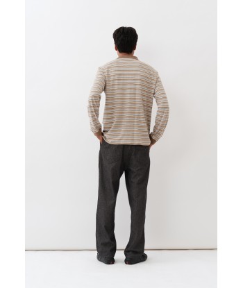 Serena Polo Shirt — Brown Shadow Stripe en linge